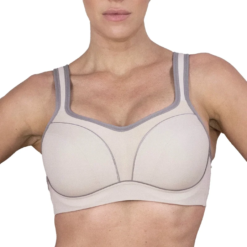 Bra with a moisture - wicking memory foam cup for sweaty conditions​ Pauline Full Coverage Underwire Sports Bra B9660 - Fawn/Dark Taupe