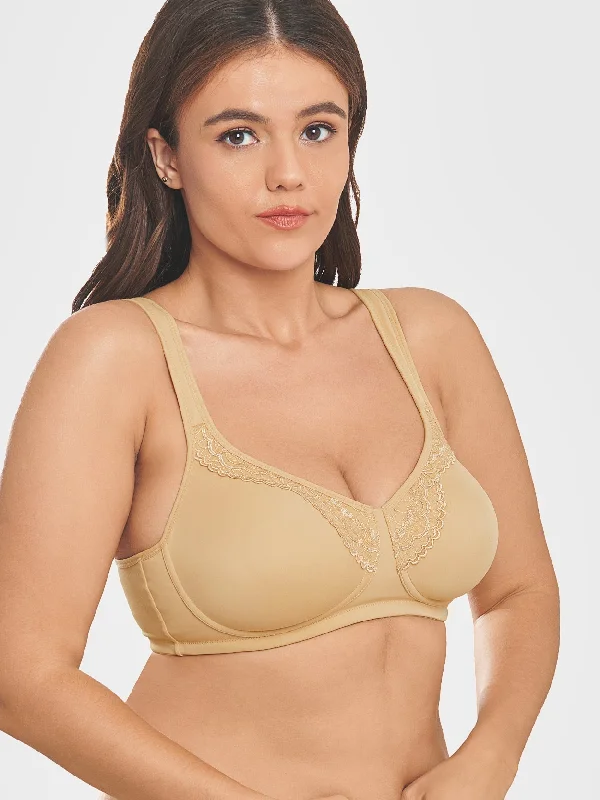 Sports bras for high - impact activities and workouts Full Coverage Wireless Non-Padded Minimizer Bra Nude Sports bras for high - impact activities and workouts Full Coverage Wireless Non-Padded Minimizer Bra Nude
