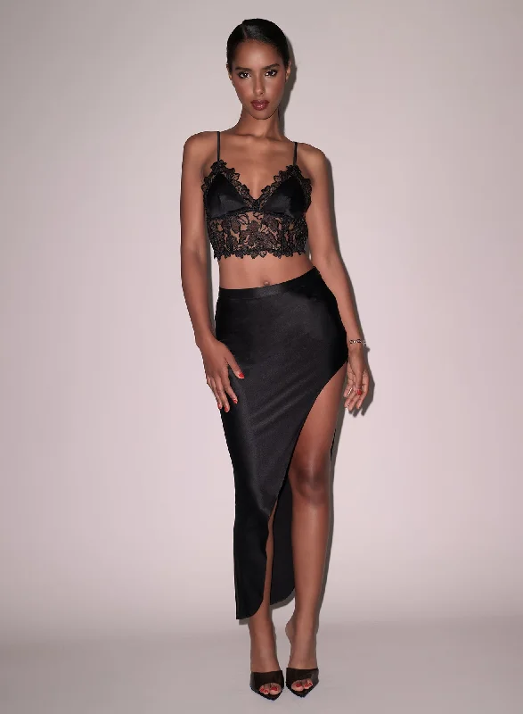 Bra with a single - strap design for a unique and modern style​ High Slit Skirt