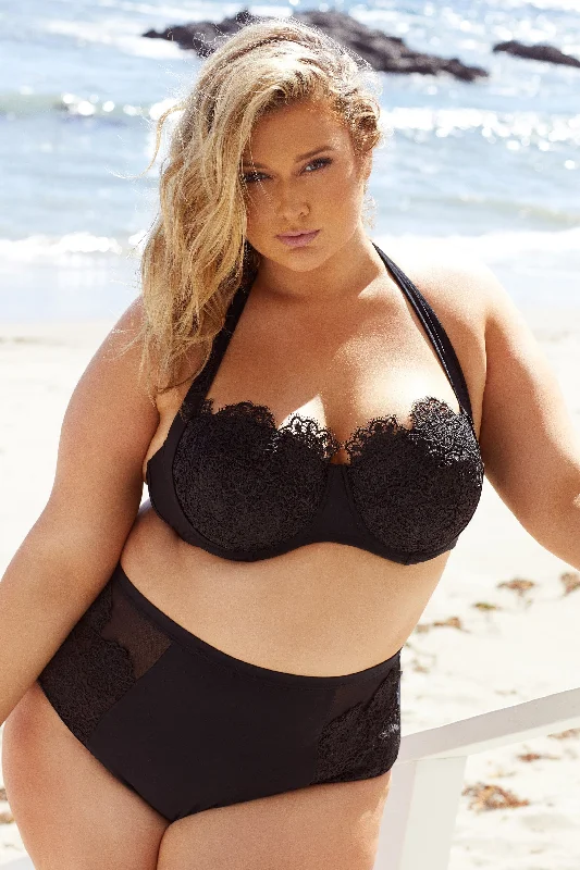 Women's bras featuring a microfiber materialHunter McGrady Plus Size/Curve Black Lace Panelled Bikini Bottom Women's bras featuring a microfiber materialHunter McGrady Plus Size/Curve Black Lace Panelled Bikini Bottom