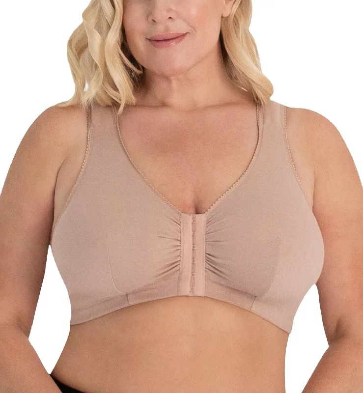 Bra with a mesh panel for added breathability Leading Lady Meryl Cotton Front Closure Bra (110) - Warm Taupe Bra with a mesh panel for added breathability Leading Lady Meryl Cotton Front Closure Bra (110) - Warm Taupe