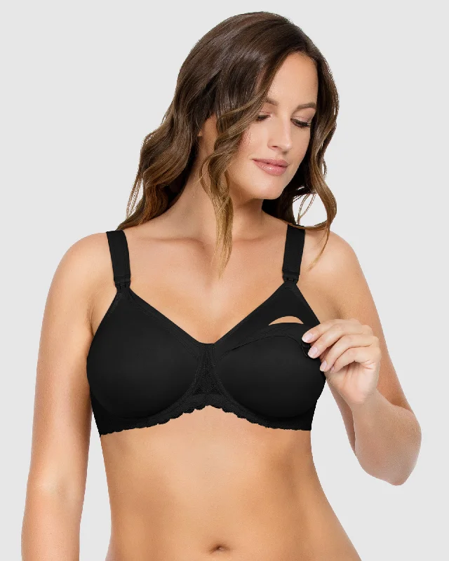 Women's bras with anti - odor technologyLeila Seamless Underwire Nursing Bra-Black-NB502 Women's bras with anti - odor technologyLeila Seamless Underwire Nursing Bra-Black-NB502