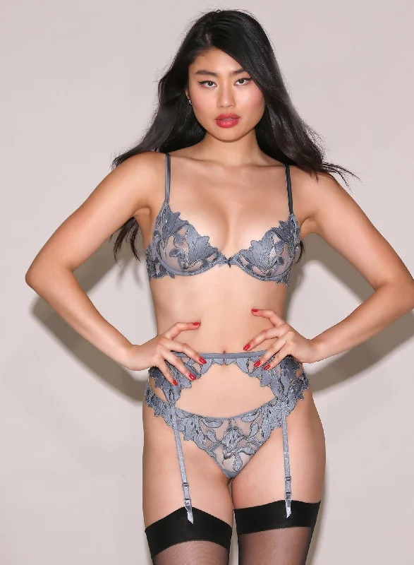 Bra with a quarter - cup design for a very revealing style Lily Embroidery Plunge Demi Bra Bra with a quarter - cup design for a very revealing style Lily Embroidery Plunge Demi Bra