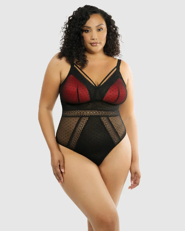 Women's Hanes bras for budget - friendly optionsMia Dot Wireless Thong Bodysuit-Black-P6017 Women's Hanes bras for budget - friendly optionsMia Dot Wireless Thong Bodysuit-Black-P6017