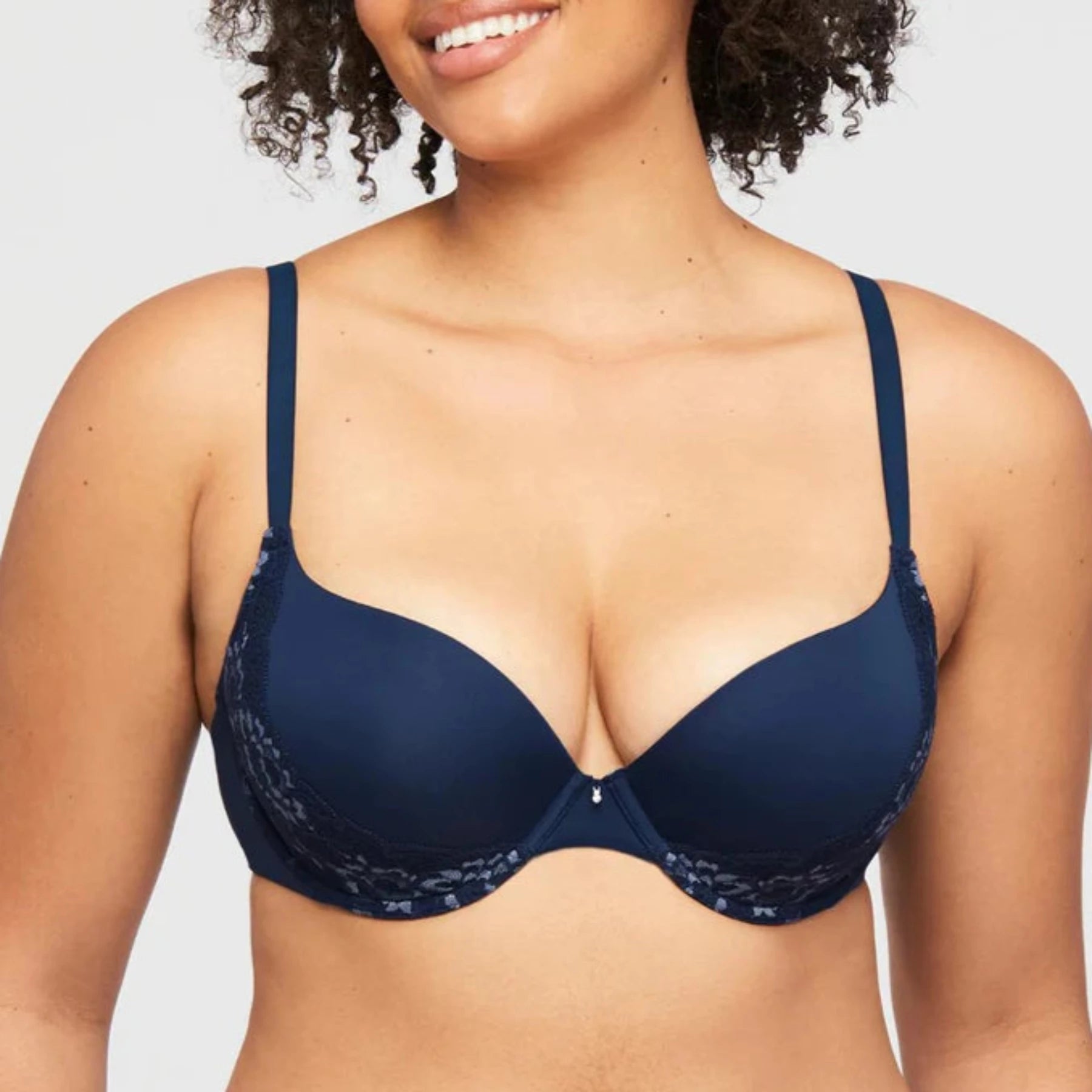 Bra with a textured fabric for added visual interest​ Allure Light Push-Up Bra 9316 - Gemstone Blue/Heaven