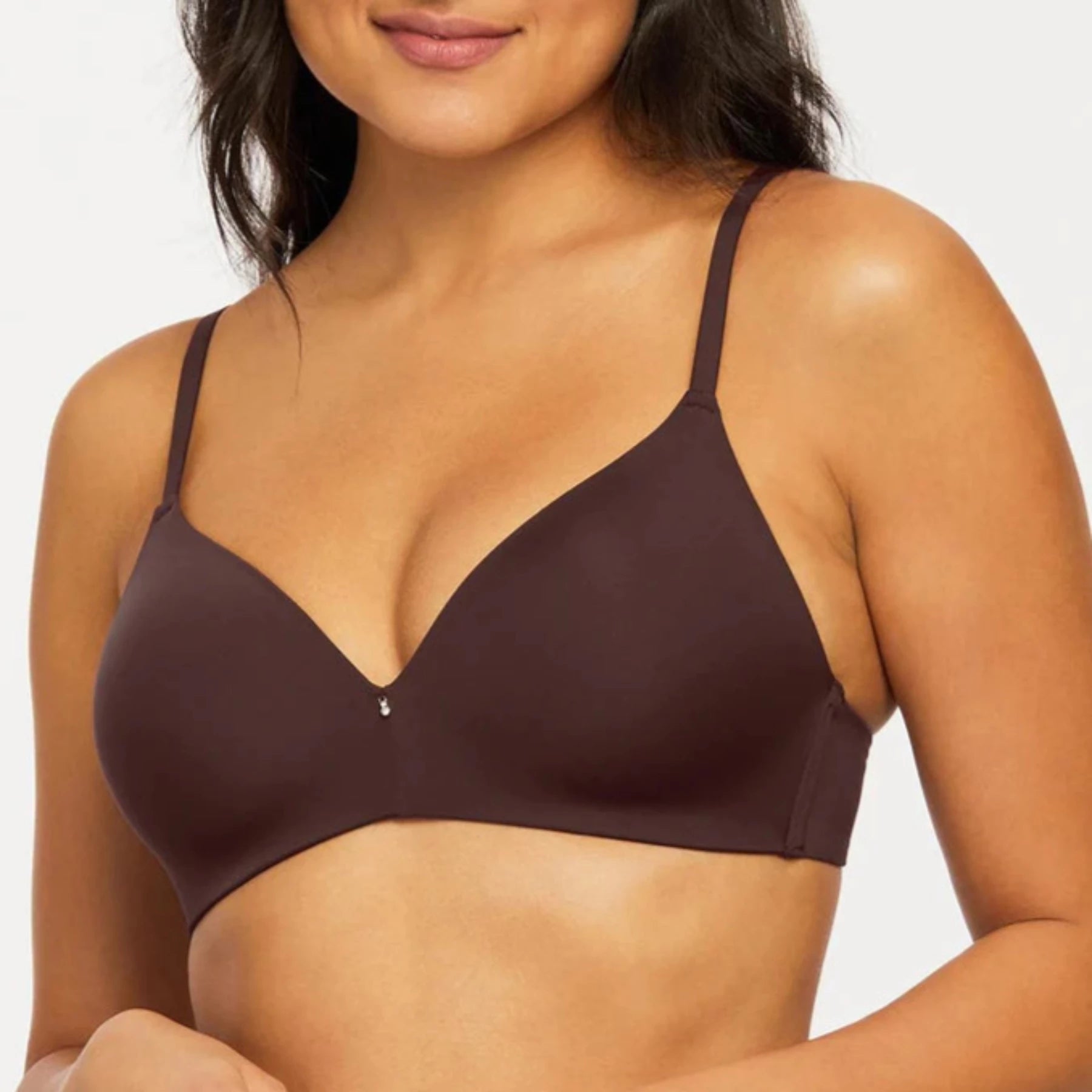 Bra with a plunge neckline for low - cut tops​ Wire Free T-Shirt Bra 9317 - Cocoa