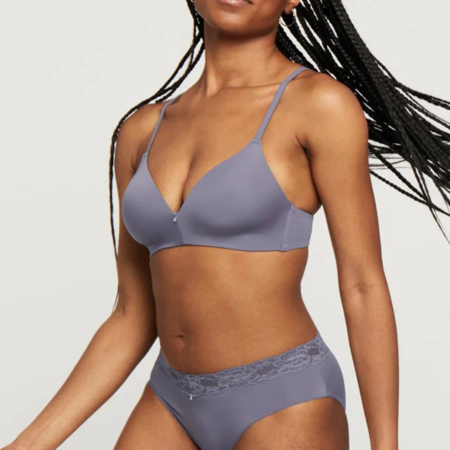 Bra with a polyester - lined cup for durability and moisture - wicking​ Wire Free T-Shirt Bra 9317 - Crystal Grey
