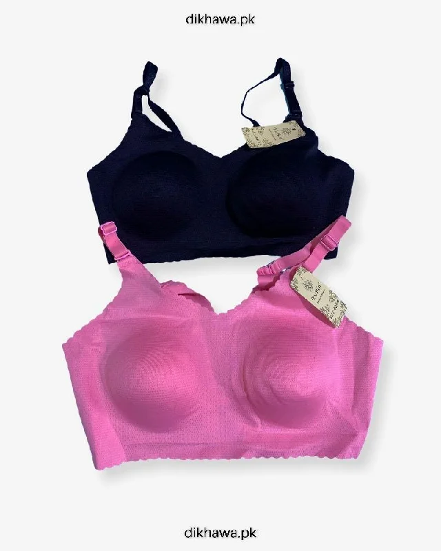 Women's bras with a contoured cup designPack off 2 Self Design Cotton Single Padded Bra - Pink- 2021 Women's bras with a contoured cup designPack off 2 Self Design Cotton Single Padded Bra - Pink- 2021