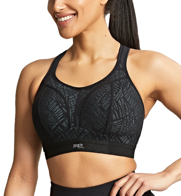 Unpadded bras for a natural and lightweight feel Panache Boundless Racerback Non-Wire Sports Bra (7341) - Black/Ice Blue Unpadded bras for a natural and lightweight feel Panache Boundless Racerback Non-Wire Sports Bra (7341) - Black/Ice Blue