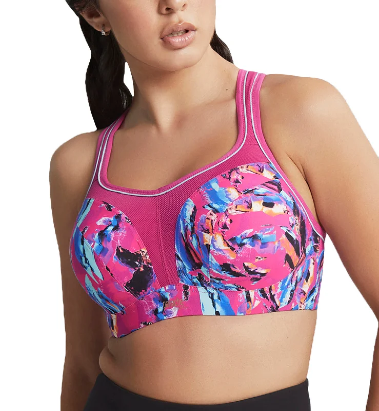 Bra with a push - up insert for extra cleavage on demand Panache Power Underwire Sports Bra (5021) - Abstract Orchid Bra with a push - up insert for extra cleavage on demand Panache Power Underwire Sports Bra (5021) - Abstract Orchid