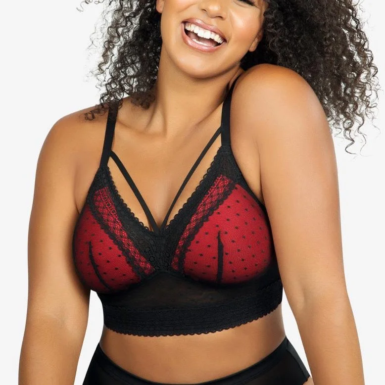 Bra with a textured fabric for added visual interest​ PARFAIT P6011 MIA DOT LACE BRALETTE