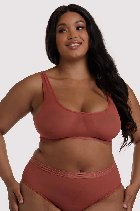 Bra with underbust support for better breast lift​ Chelsea Cinnamon Mesh Crop Top
