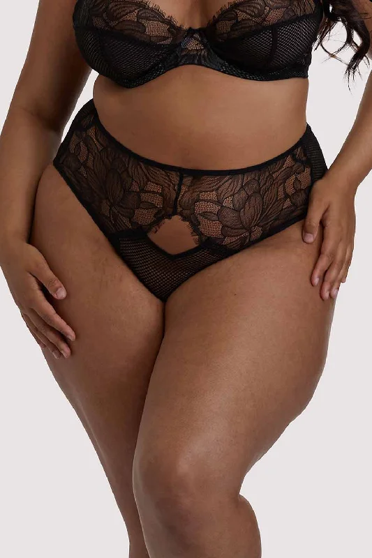 Bra with a gel - filled cup for extra comfort and support​ Khloe Black Floral Highwaist Brief