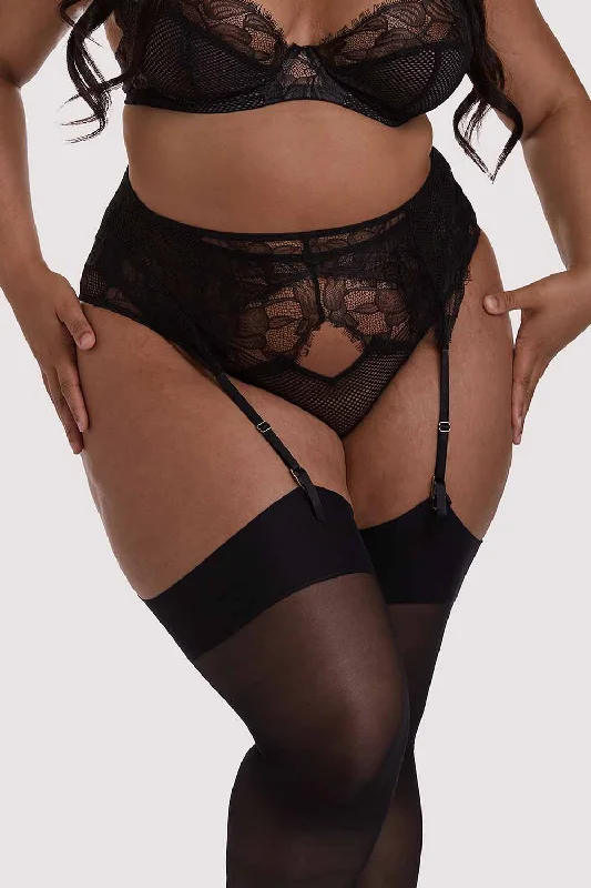 Bra with a quick - drying lining for convenience​ Khloe Black Floral Suspender