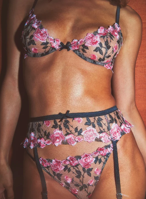 Bra with side - support panels to prevent spillage​ Roses & Thorns Demi Bra