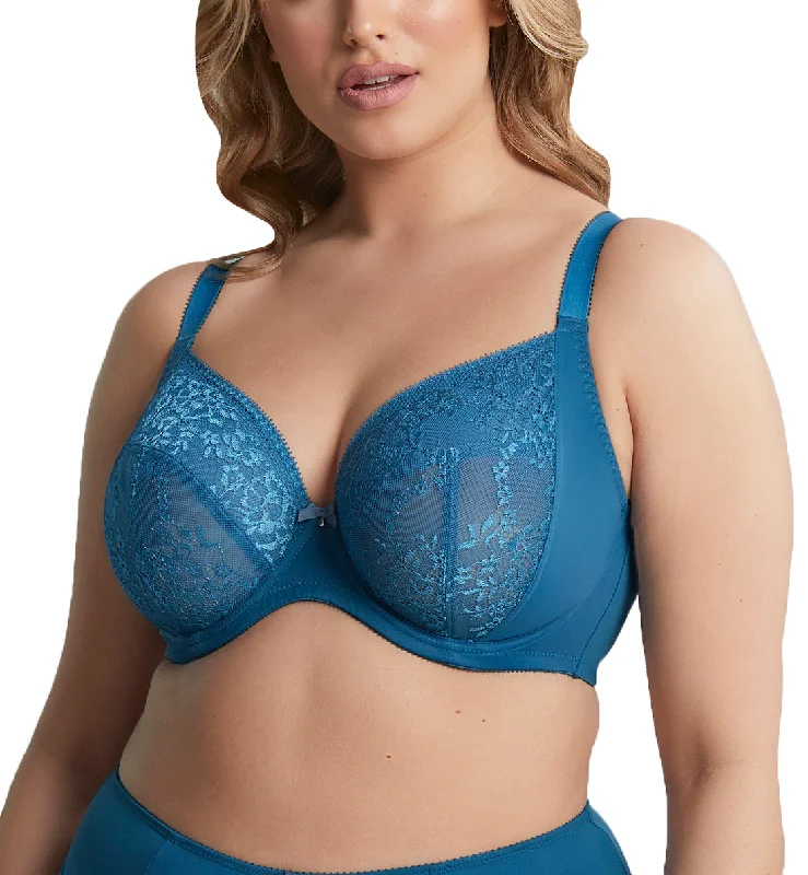 Bra with a hypoallergenic lining for sensitive skin​ Sculptresse by Panache Roxie Plunge Underwire J-Hook Bra (9586) - Atlantic Blue