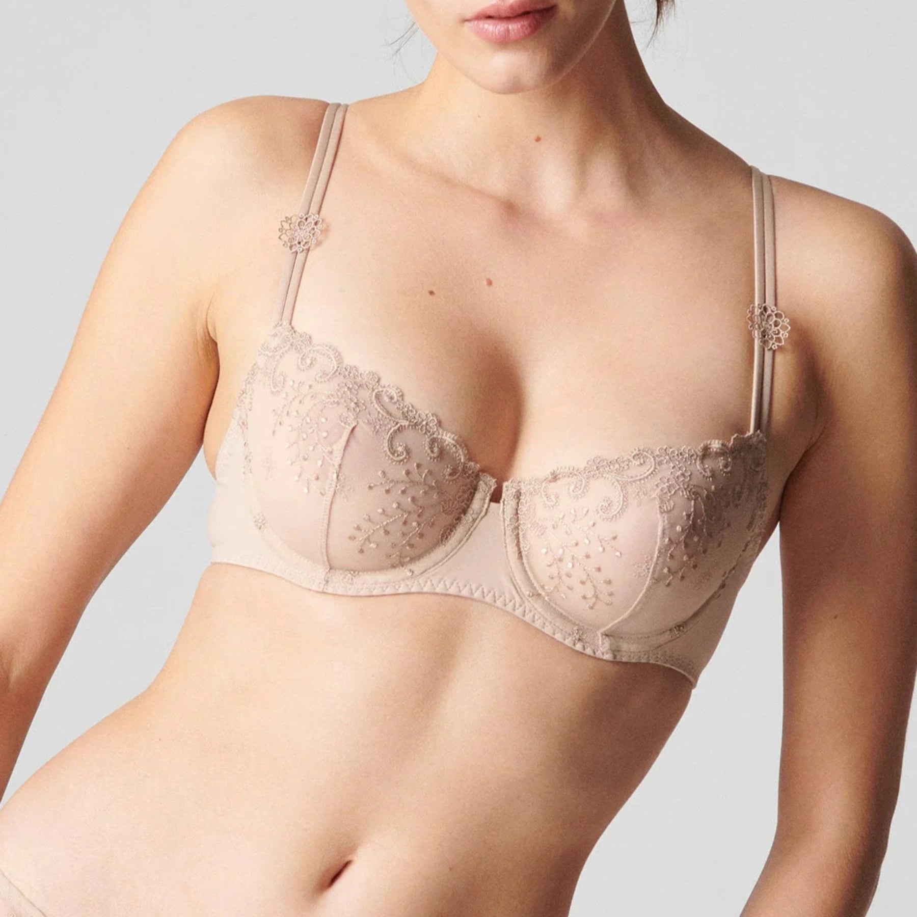 Bra with a plus - size convertible strap for versatility Delice Demi Cup Bra 12X330 - Nude Bra with a plus - size convertible strap for versatility Delice Demi Cup Bra 12X330 - Nude