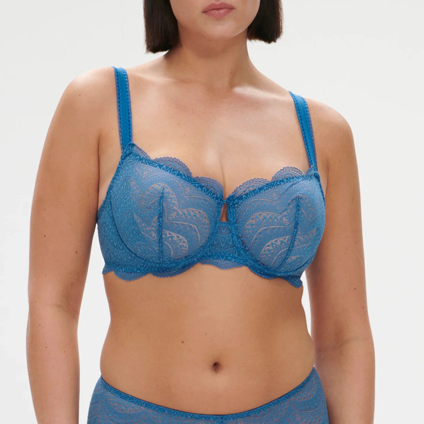 Bra with a seamless back for a smooth look under clothes​ Karma Demi Cup Bra 12V330 - Myosotis Blue