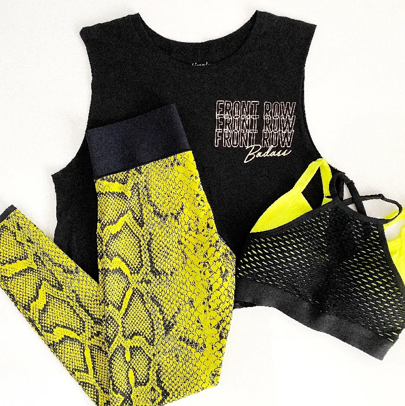 Bra with a contoured cup for a natural - looking shape​ Front Row Badass - Gold Foil - Crop Tank