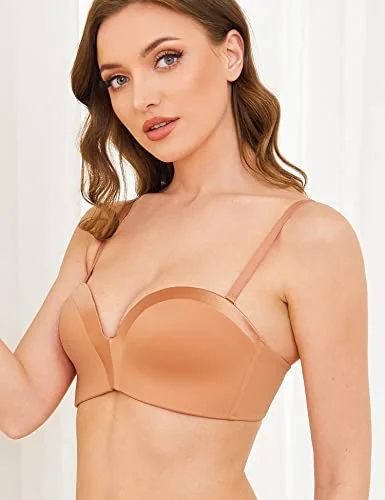 Bra with a seamless cup for a smooth silhouette​ Strapless Wirefree Multiway Push Up Bra Orange