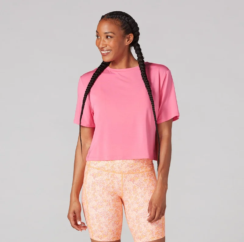 Bra with a wire - free band for a more comfortable underbust area​ Crop Tee - Hot Pink
