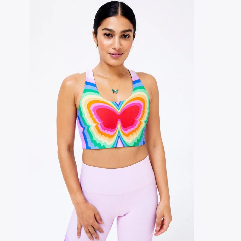 Long - line bras for added support and a slimming effect Psychedelic Butterfly Duoknit Sports Bra Long - line bras for added support and a slimming effect Psychedelic Butterfly Duoknit Sports Bra