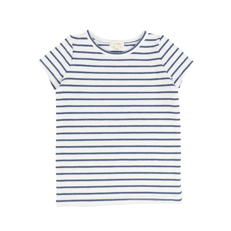 Lil Legs Striped Boys Boxy Tee - White Base