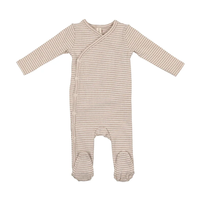 Lilette Heather Stripe Footie - Heather Oatmeal Stripe